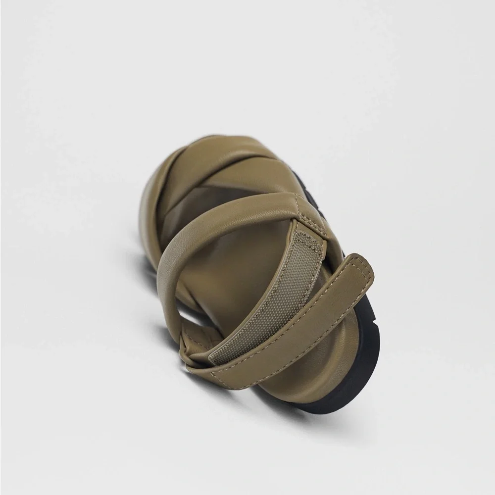 QUILTED SANDALS - LIMITED EDITION Zara Olive green 5.5 baby
